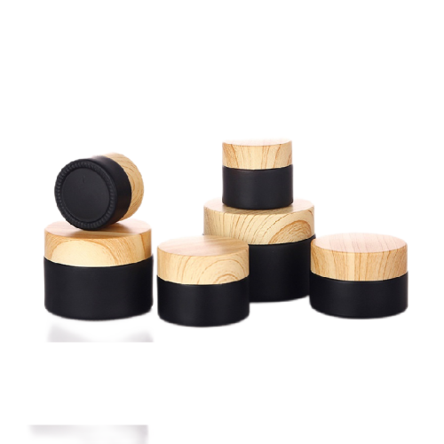 Matte black jars for cosmetics image
