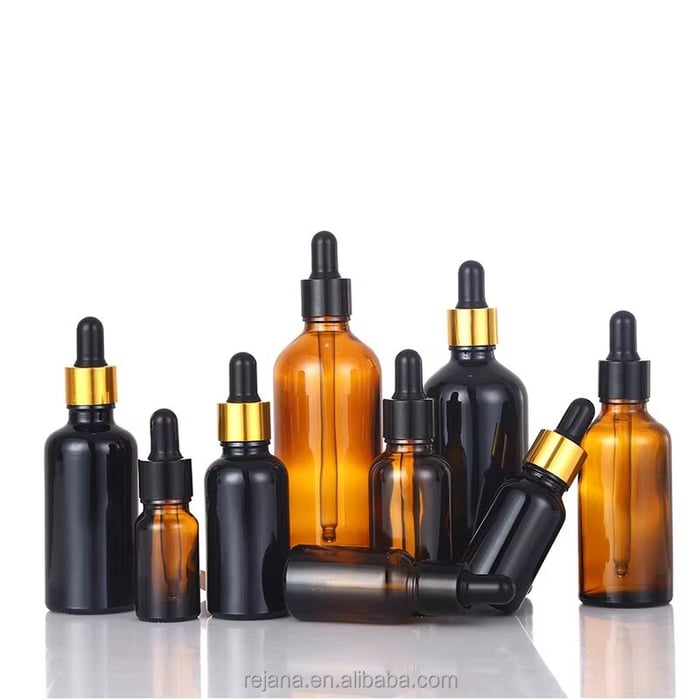 Black amber glass dropper bottles image