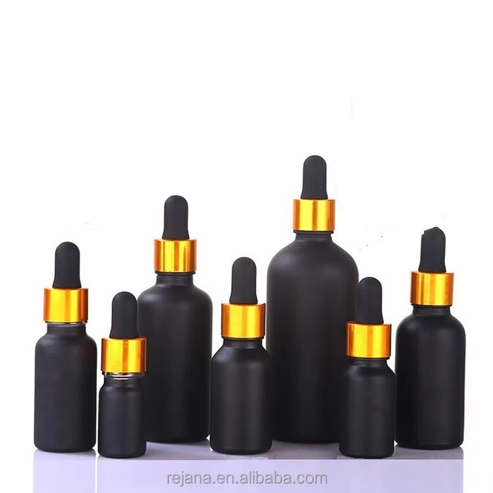 Black matt glass Dropper bottles image