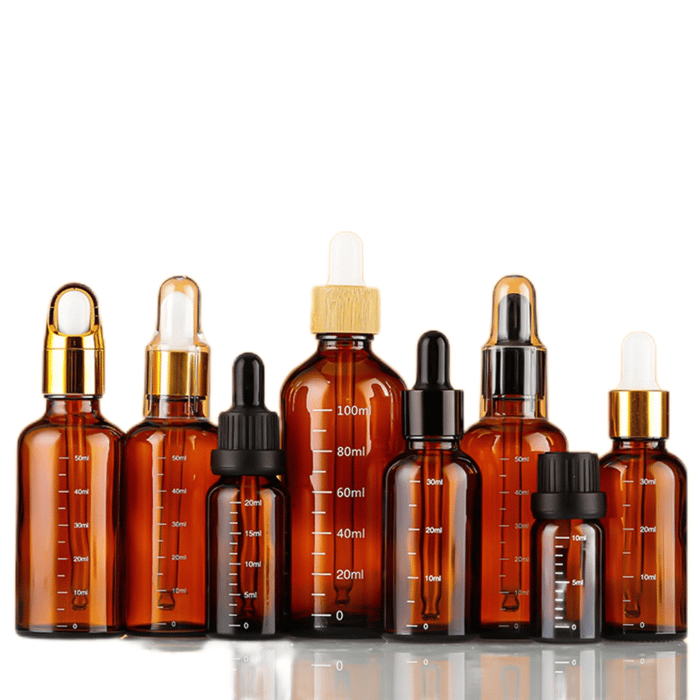 Glass bottles with volume scale image