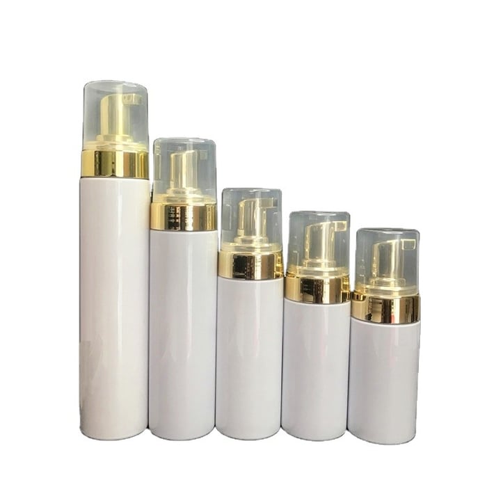 PET foam bottles with golden pumps image