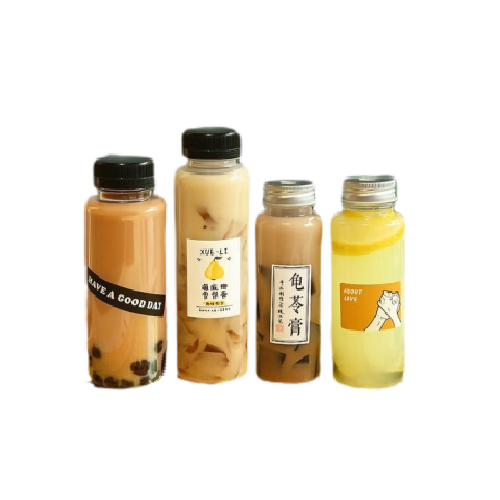 Customized food grade PET round juice bottles image