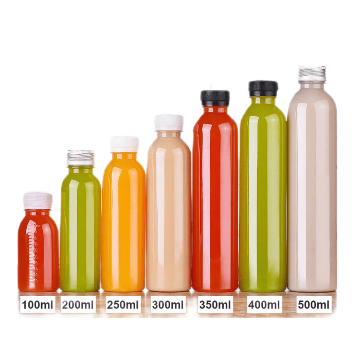 Customized food grade round pet juice bottles image