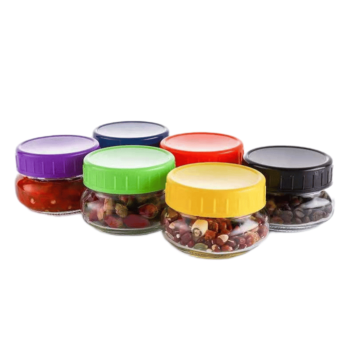 Round glass jars for food storage image