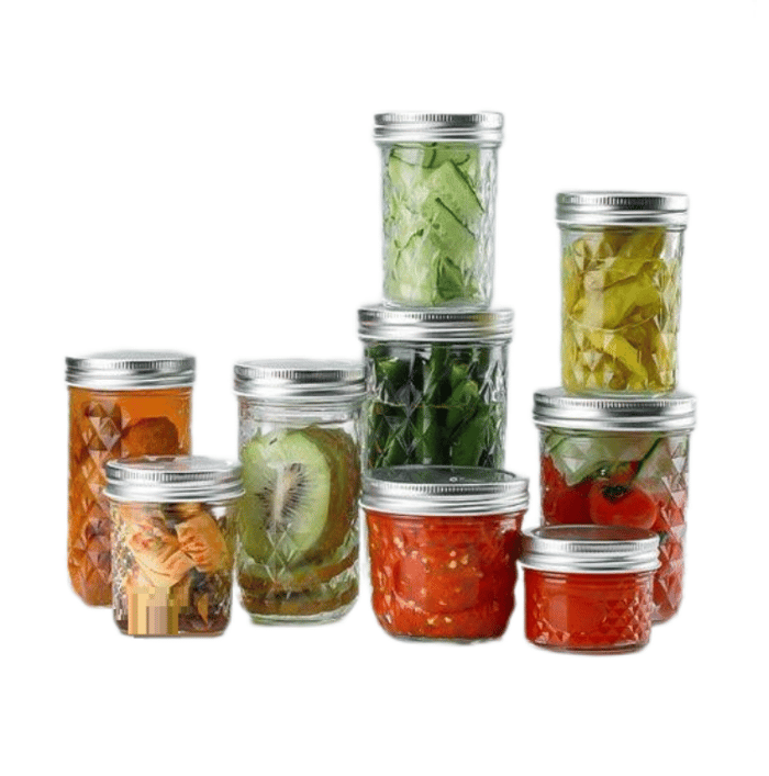 Glass pickle jars with mason lids image